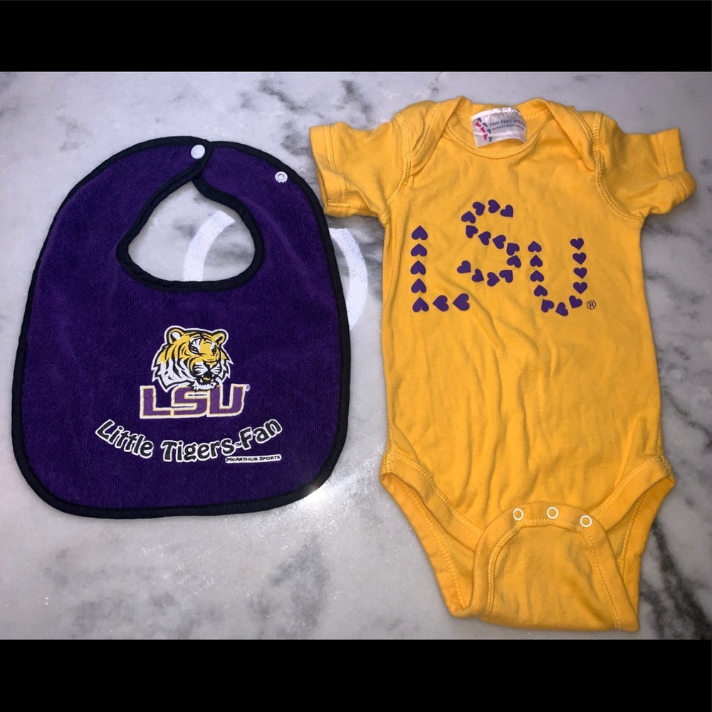 LSU Onesie & Bib (12 mos. Onesie) (Bib any size )
